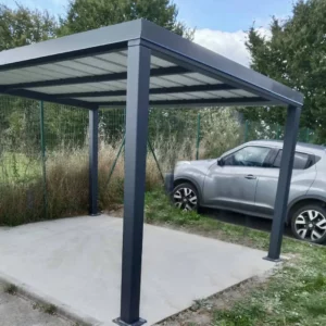 Abri NEO autoporté en aluminium sur mesure EUROFACTORY, gris anthracite, pour protéger les personnes ou abriter les vélos